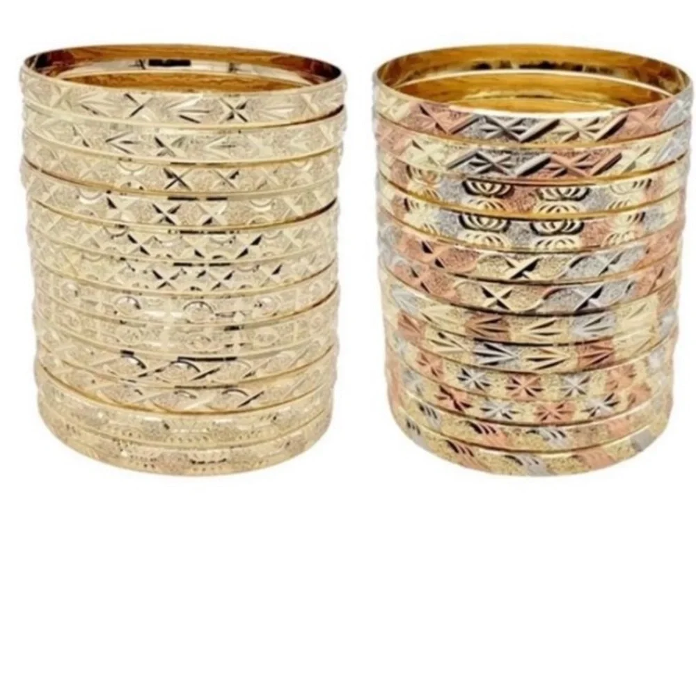 Hawaiian Gold Bangle Set - Picture 2 of 8